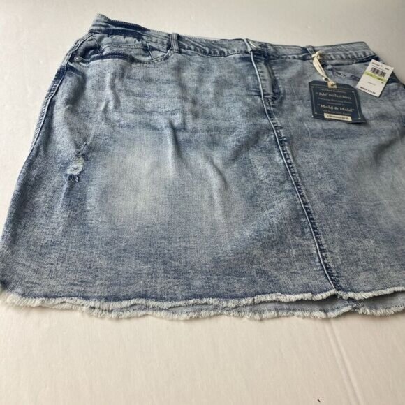 Democracy Plus Ab Solution  Frayed Hem Destructed Denim Mini Skirt Size 18W New - Picture 11 of 15